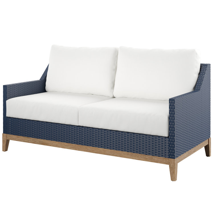 60.25" Wide Outdoor Wicker Loveseat with Cushions