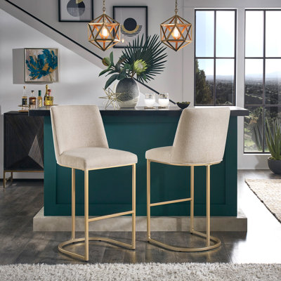 Upholstered Counter Stool with Metal Frame