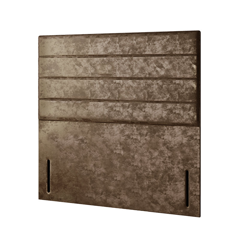 Kiara Stripped Floor Standing Headboard With Divan Base 4 Drawers Crush Velvet Cream With And Metal Feet (Double), Truffle