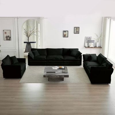 Ensemble de canapé modulaire 3 pièces Modern Chenille, siège très profond pour un confort ultime et un agencement flexible