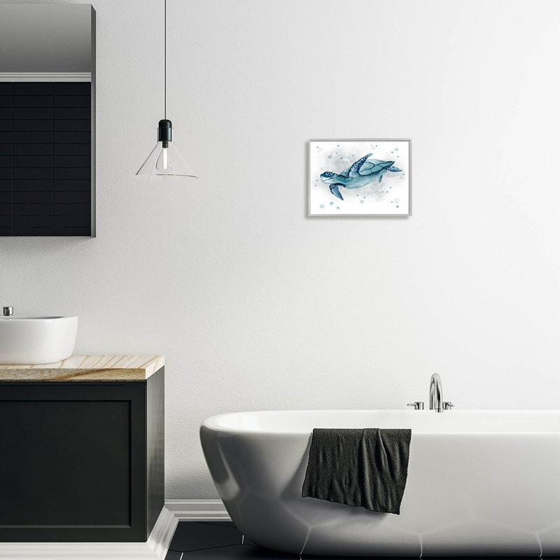 «Sea Life», art giclée par Janet Tava, H 11 po x l 14 po x P 1,5 po, Cadre flottant gris lustré