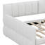 Grand lit plateforme tapissier avec ports de chargement USB, 2 tiroirs, revêtement en laine d'agneau-1121677771