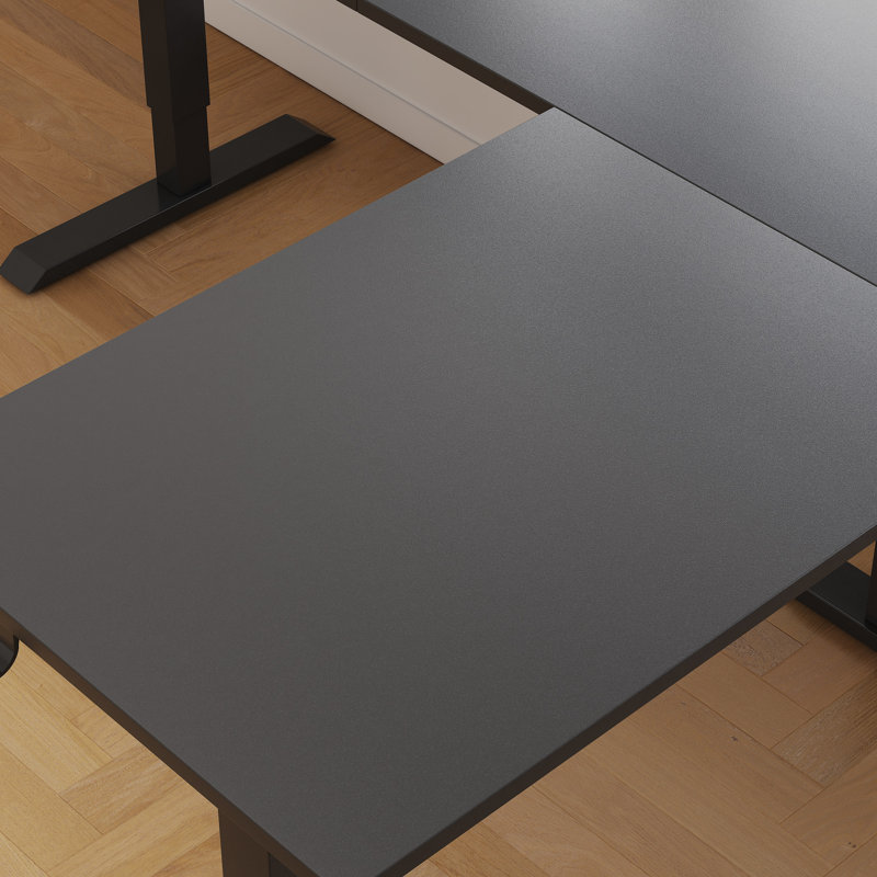 Mickail Adjustable L-Shaped Standing Desk, Black