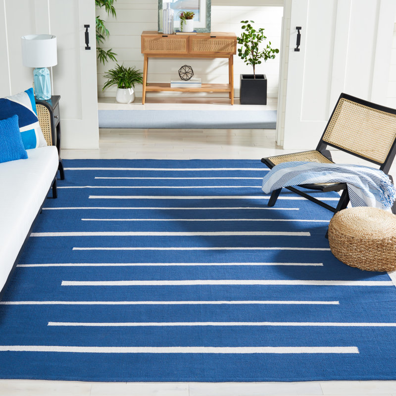 Estrelita Hand Woven Cotton Striped Rug, Rectangle 8' x 10'