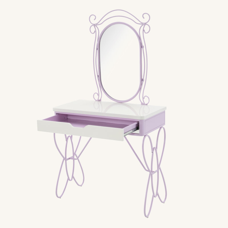 Coiffeuse avec miroir et tabouret rembourré Clouet Butterfly