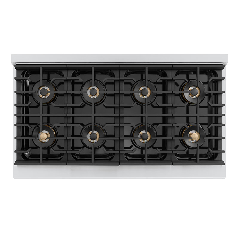 ZLINE Autograph 48 in. Paramount DuoPro Gas Range in Stainless Steel with Gold Helix Handles, Polished Gold