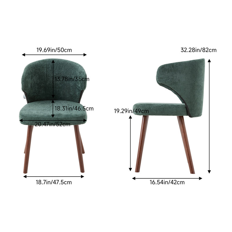 35cm H Upholstered Back Side Chair, Green