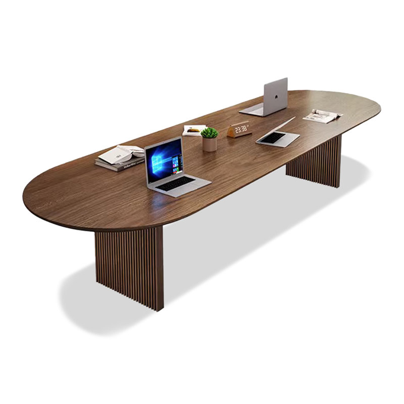 Table de conférence ronde ovale en pin, 29.53" H x 98.43" L x 37.4" W