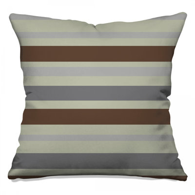 Brown Gray Stripes Double Sided Throw Pillows