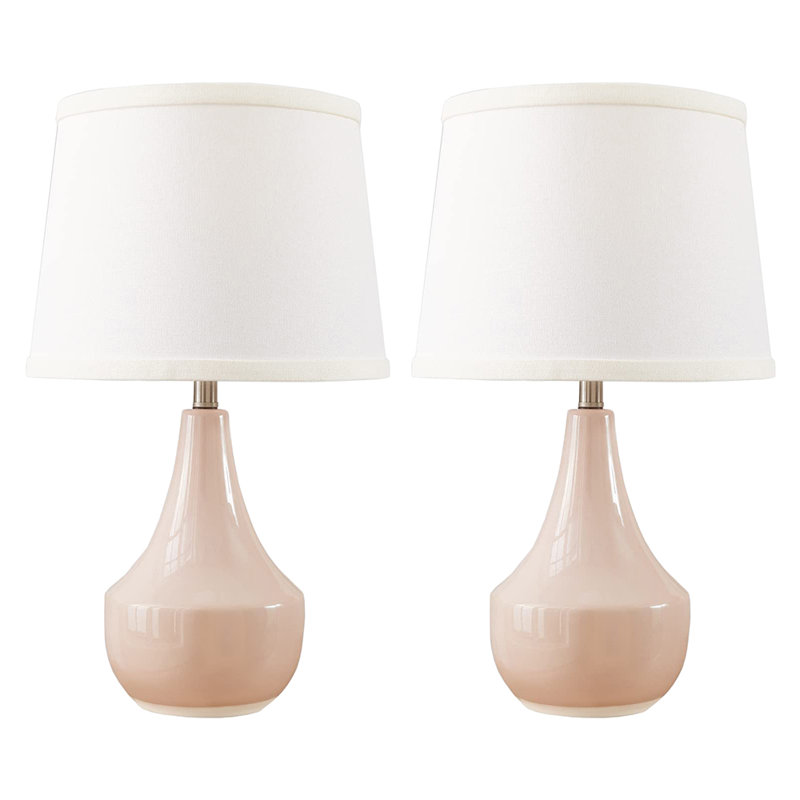 Ensemble de 2 lampes de table en céramique pour salon, Rose