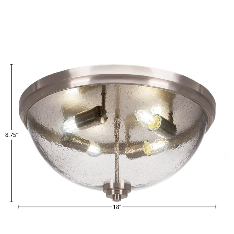 Plafonnier encastré 18 po, 4 ampoules, Nickel brossé