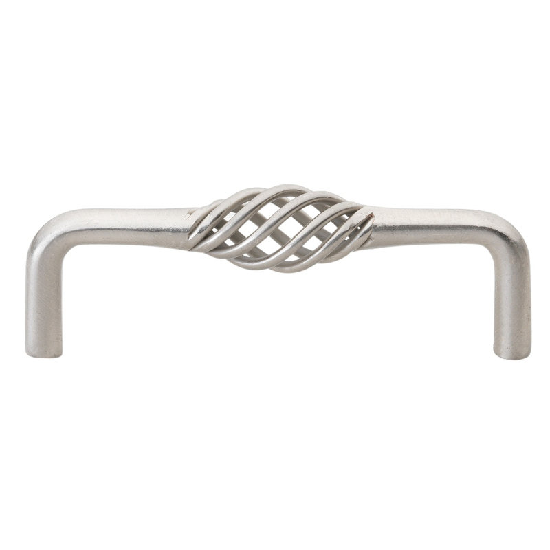 Poignée cage à oiseaux 3 3/4 po d'un centre à l'autre, Nickel satiné, 3", 1