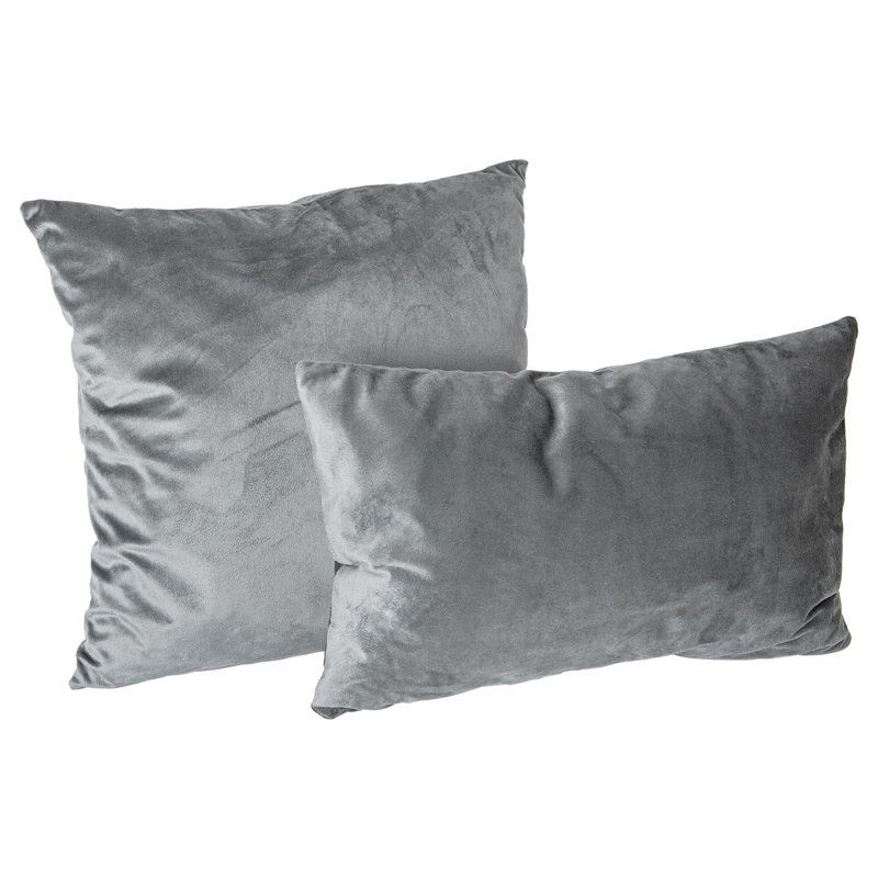 Rectangular Lumbar Cushion with Filling, Grey