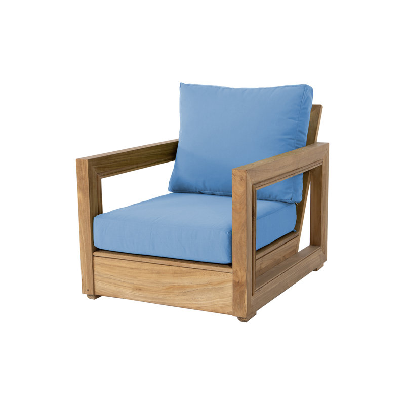 Chatsworth Outdoor 5 - Piece Teak Conversation Set, Sky Blue Sunbrella®