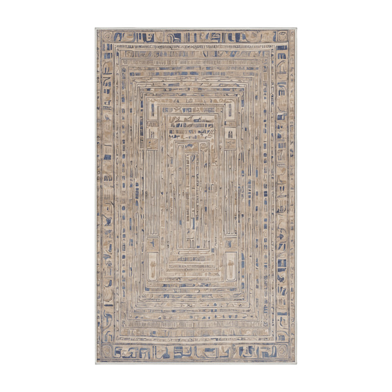 Machine Washable Beige Area Rug, Runner 2' x 5'