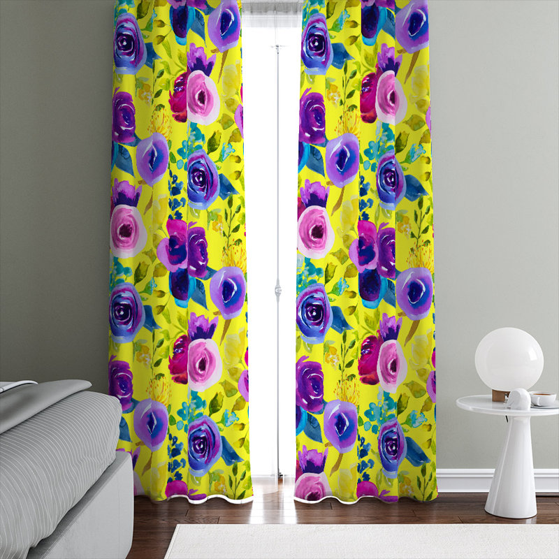 Panneau de rideau simple semi-transparent floral, L 20 po x L 61 po