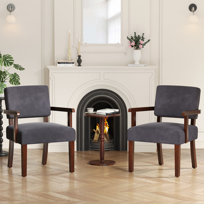 Fauteuil d'appoint Naethan, Velours gris velours