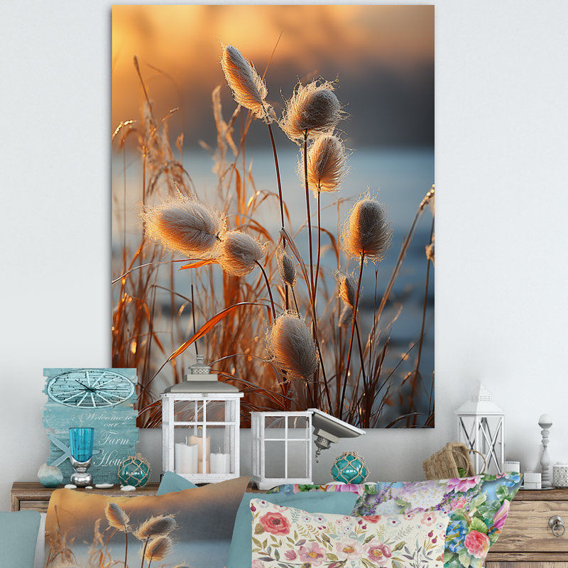 «Beachgrass Sunset Nature Herbs I», reproduction d'art sur toile, Toile tendue, H 44 po x l 34 po x P 1,5 po