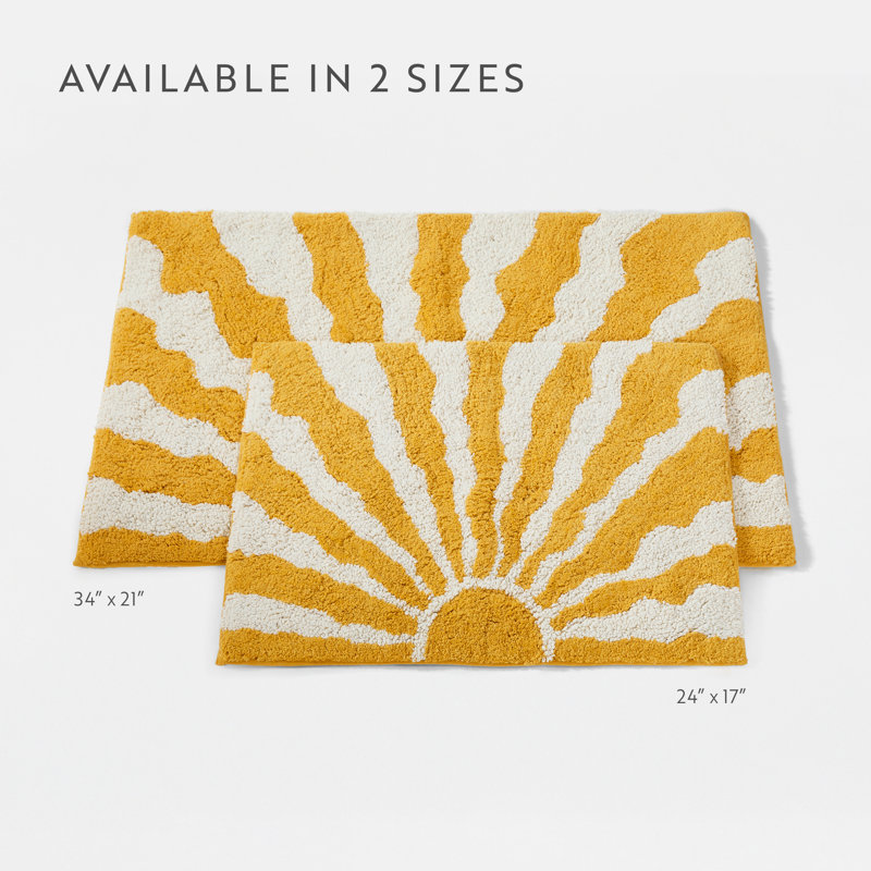 100% Cotton Pattern Bath Mat in Sunrise, Sunrise, 24 in x 17 in