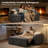 65" Convertible Sleeper Sofa With Pull-Out Bed, Loveseat Sofa Bed with Adjustable Backrest & 360° Swivel Side Table, Black-821232062