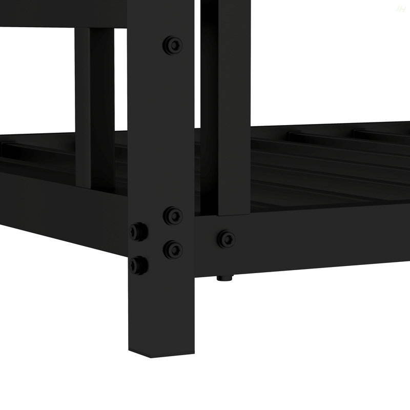 Metal Twin Over Twin Bunk Bed/ Heavy-Duty Sturdy Metal/ Noise Reduced/ Safety Guardrail/No Box Spring Needed,Black, Black