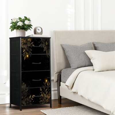 4 Drawer Dresser for Bedroom, Narrow Chest of Drawers, Wooden Top and Study Iron Frame 18"x37.5"-(WxH)