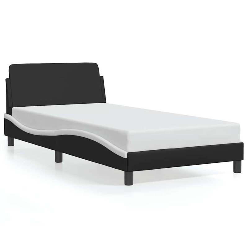 vidaXL Bed Frame Dover Black and White 100x203 cm Faux Leather, Black/White, Twin XL