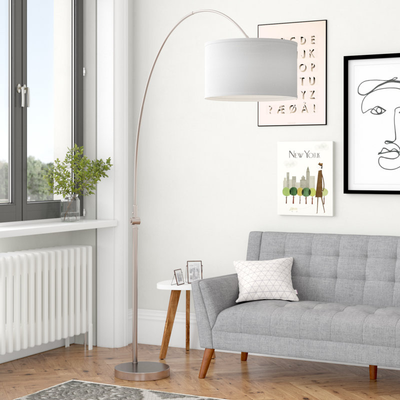 Shaftesbury 218cm Metal and Marble Arched Floor Lamp