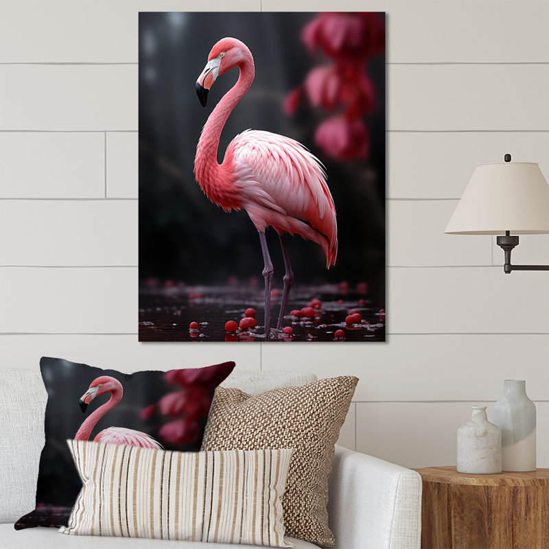 Décoration murale en métal flamants roses et gris, H 20 po x l 12 po x P 1 po