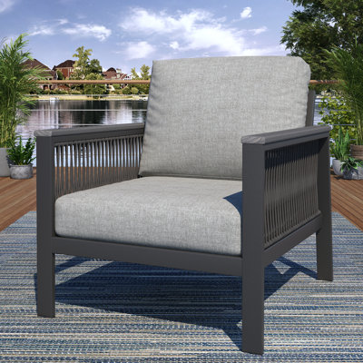 Chaise longue d'extérieur en métal avec coussins Sunbrella® Townsend