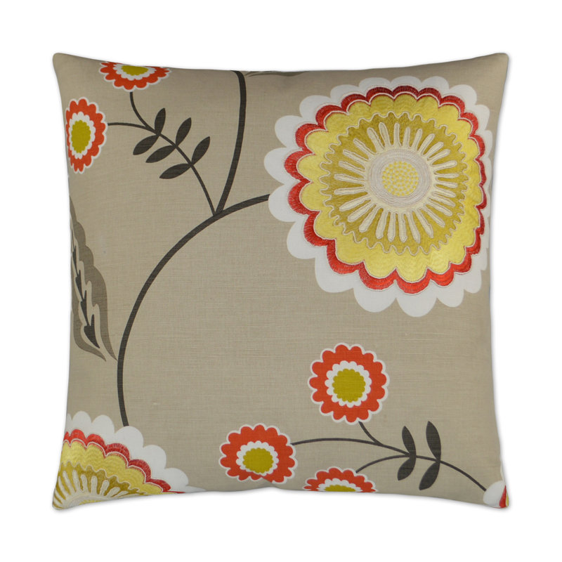 Caladium Square Pillow Cover & Insert, Orange