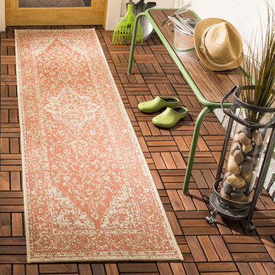Girard Hooked Indoor/ Outdoor Rust/Cream Rug