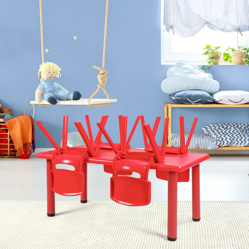 Millner Zoomie Kids Kids Multifunctional Activity Rectangle Table Kids Learn And Play Desk Red, Red
