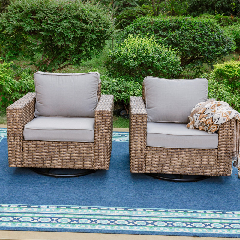 Ensemble de 2 chaises de patio pivotantes surdimensionnées