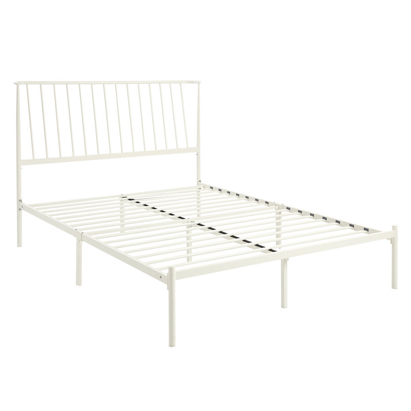 Grand lit Mid-Century moderne en métal blanc, Blanc