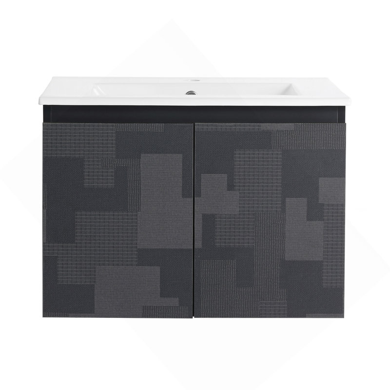 Ensemble de meuble-lavabo mural flottant 24 po avec lavabo en céramique et porte d'armoire à fermeture en douceur