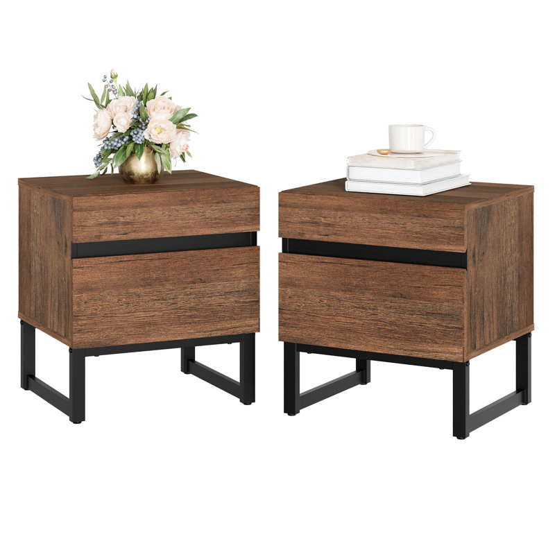 Table de bout avec 2 tiroirs Lovett, Brun