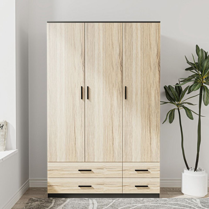 Retonia Manufactured Wood Wardrobe, Black/Oak