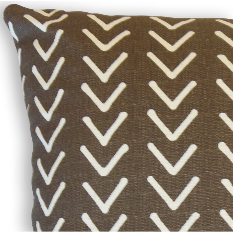 Roan Geometric Cotton Reversible Throw Pillow, 24" x 24", Mud