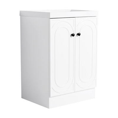 Meuble-lavabo autoportant 24 po avec lavabo en résine et 2 portes d'armoire à fermeture douce