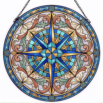 Stained Glass Stained Glass Window Panel，7.8H