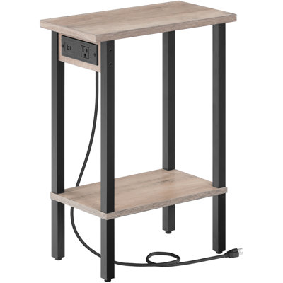 2-Tier Slim End Table with Charging Station
