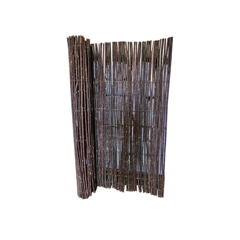 Large Dark Brown Willow Pole Garden Fence 6 ft. H x 6 ft. W
