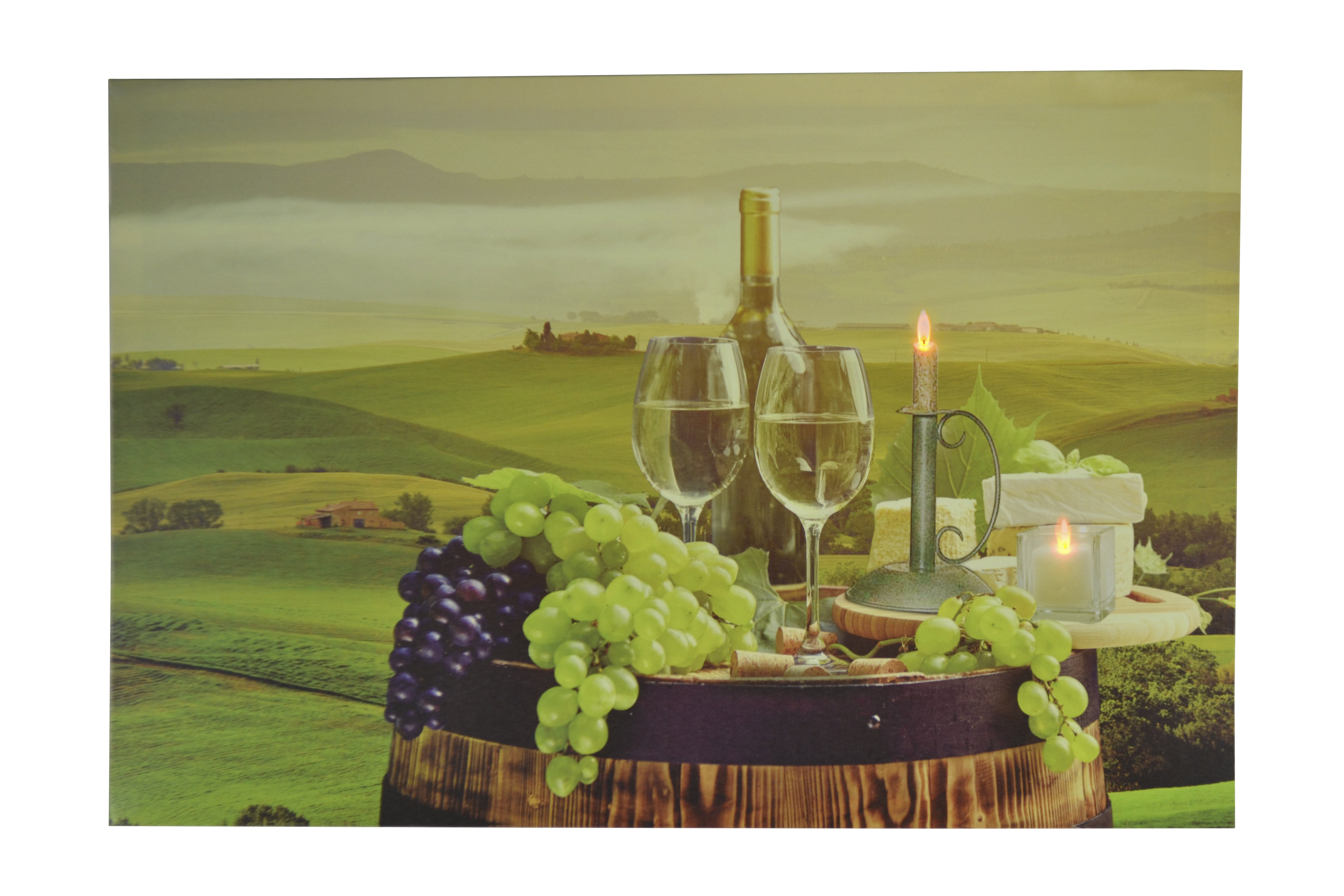 Three Star LED Backlit Canvas Painting Wall Art Vineyard Wine Tasting ...