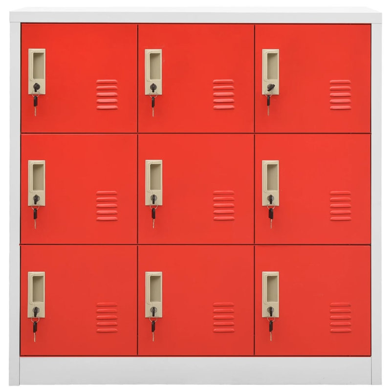 Metal 3 - Tier 90cm School Locker, Light Grey/Red