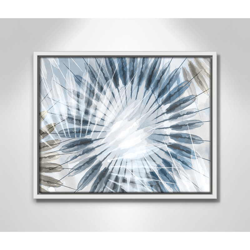 Dance of the Rays II - Blue Version Print par Eva Watts, H 12,5 po x l 15,5 po, Blanc