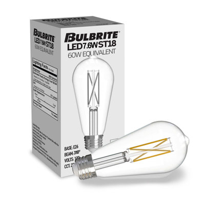 7 watts (équivalent à 60 watts), DEL ST18, ampoule à intensité variable, blanc froid E26 / base moyenne (standard). 