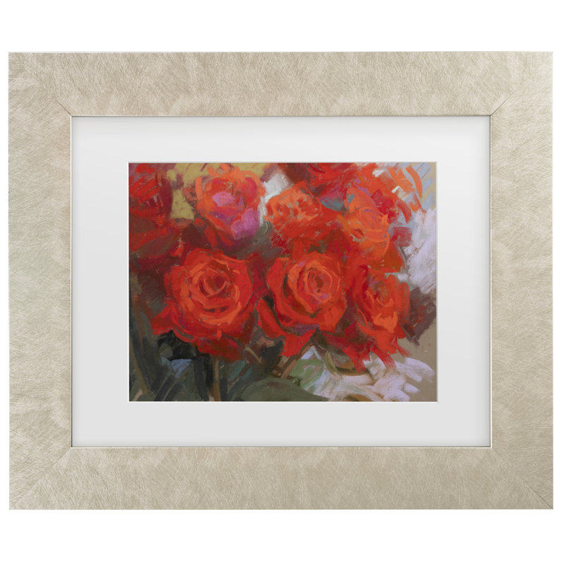 "Christine Debrosky Crimson Roses", art encadré, H 14,5 po x l 17,5 po