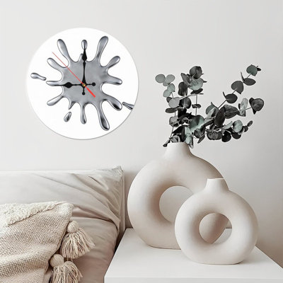 10" Round Wooden Wall Clock, Silent Quartz Movement, UV-Printed Design, Battery Operated