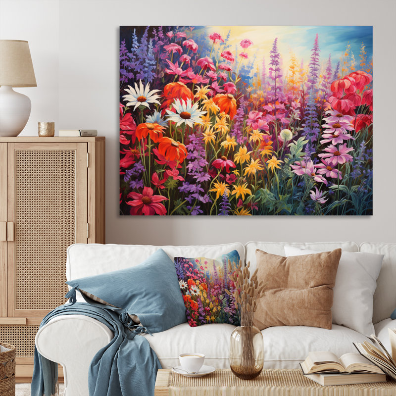 Fleurs sauvages dans un jardin de couleurs, reproduction sur toile, 12" H x 20" W, Toile tendue